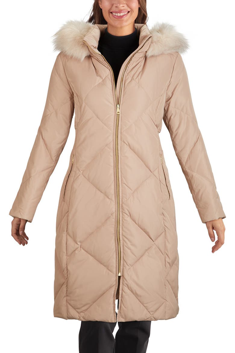 Water Resistant Parka with Faux Fur Trim, Main, color, SAND