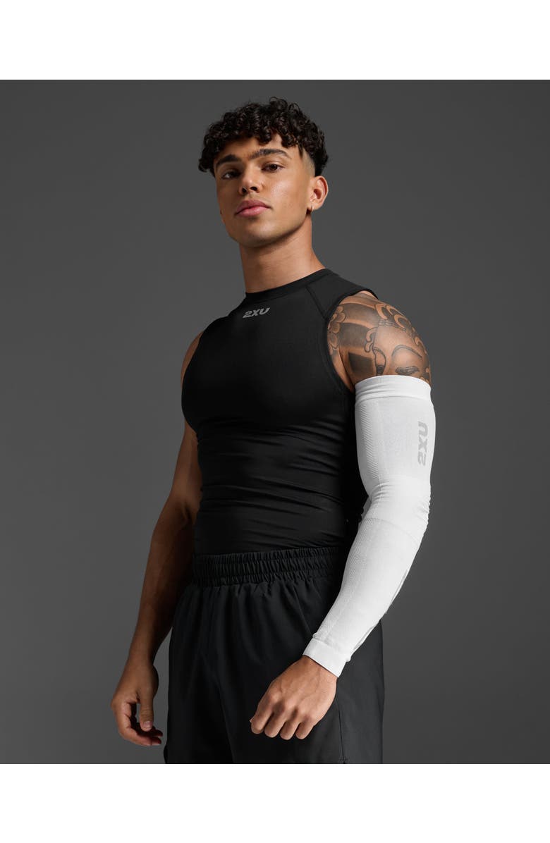 2XU Comp Flex Arm Sleeve, Main, color, White/Grey