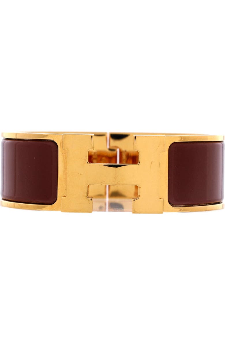 Pre-Owned Hermes Clic H Bracelet Enamel Wide, Main, color, Brown