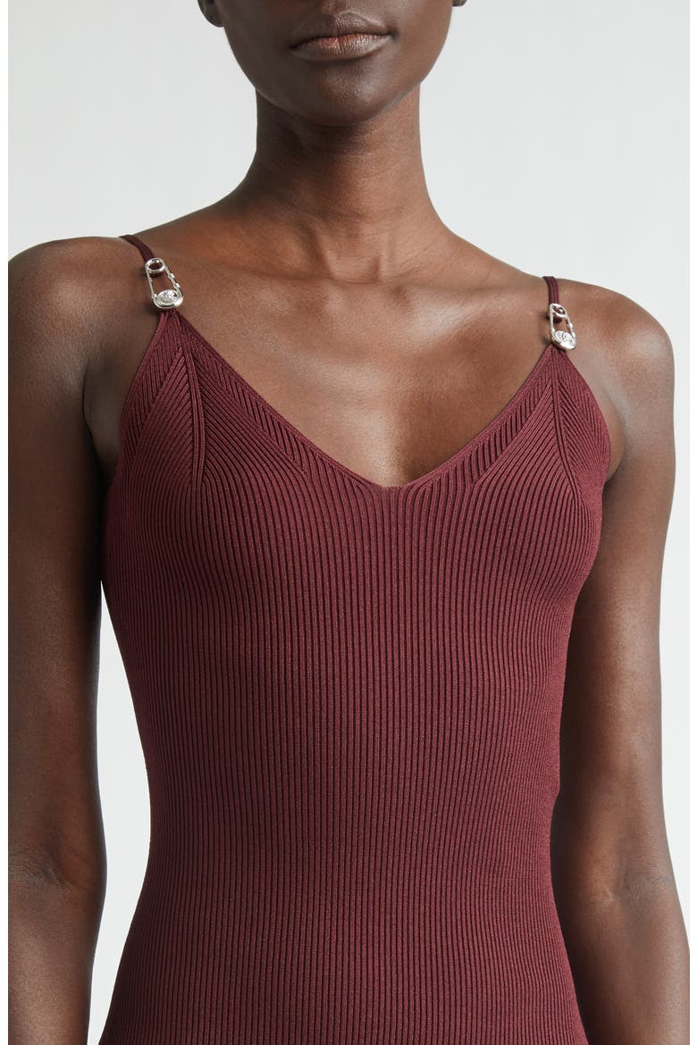 Safety Pin Rib Knit Midi Dress, Alternate, color, BURGUNDY