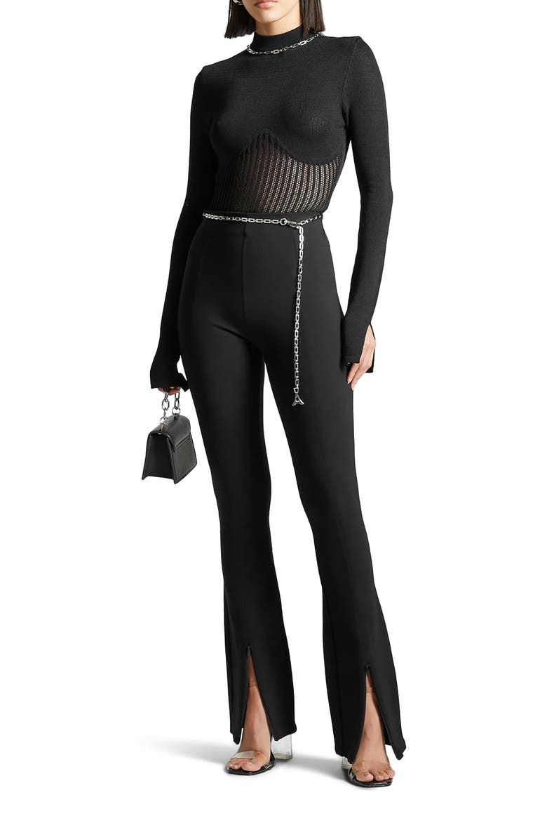 Fit and Flare Leggings with Chain, Alternate, color, Black
