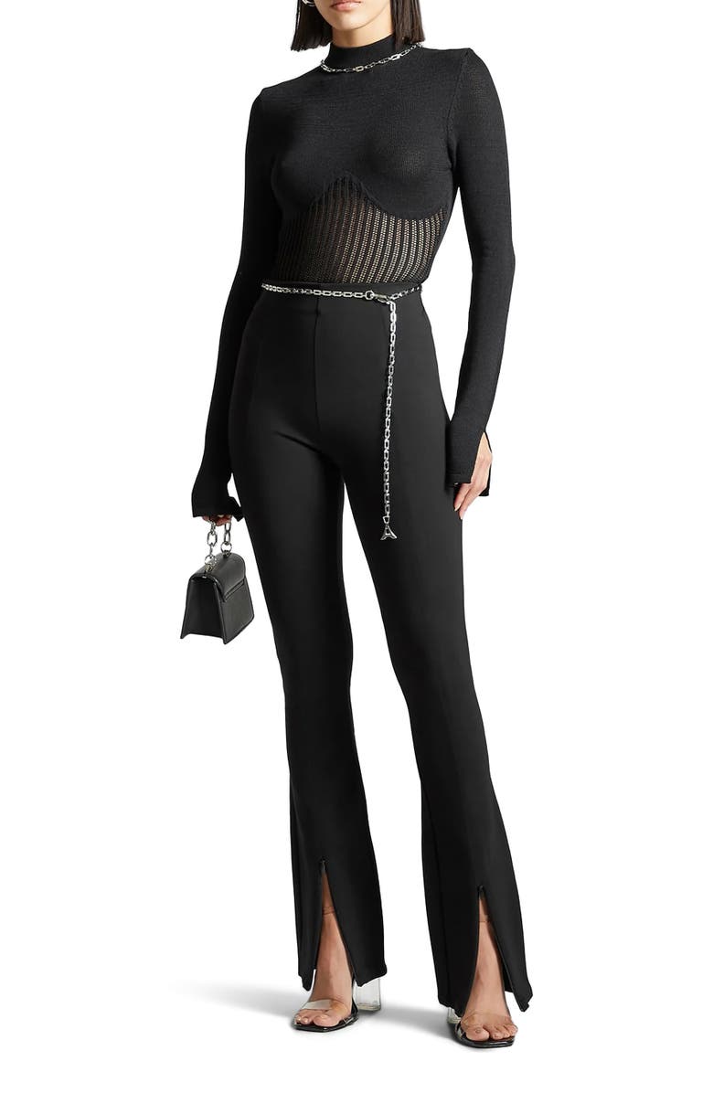 Manière De Voir Fit and Flare Leggings with Chain, Alternate, color, Black