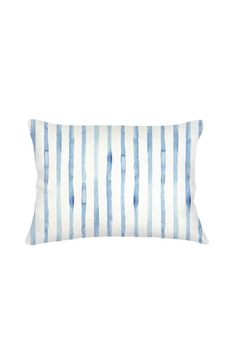 Riviera Striped Linen Pillow with Down Insert, Alternate, color, Blue