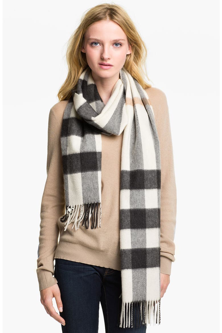 Check Cashmere Scarf, Main, color, IVORY CHECK