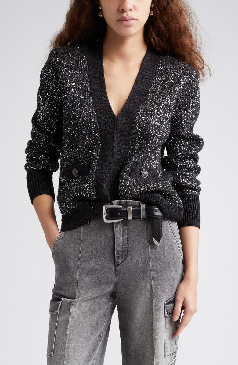 L'AGENCE Jinny Sequin Cardigan, Alternate, color, 