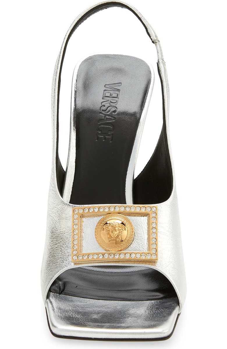 Versace Frame Medusa Slingback Sandal, Alternate, color,