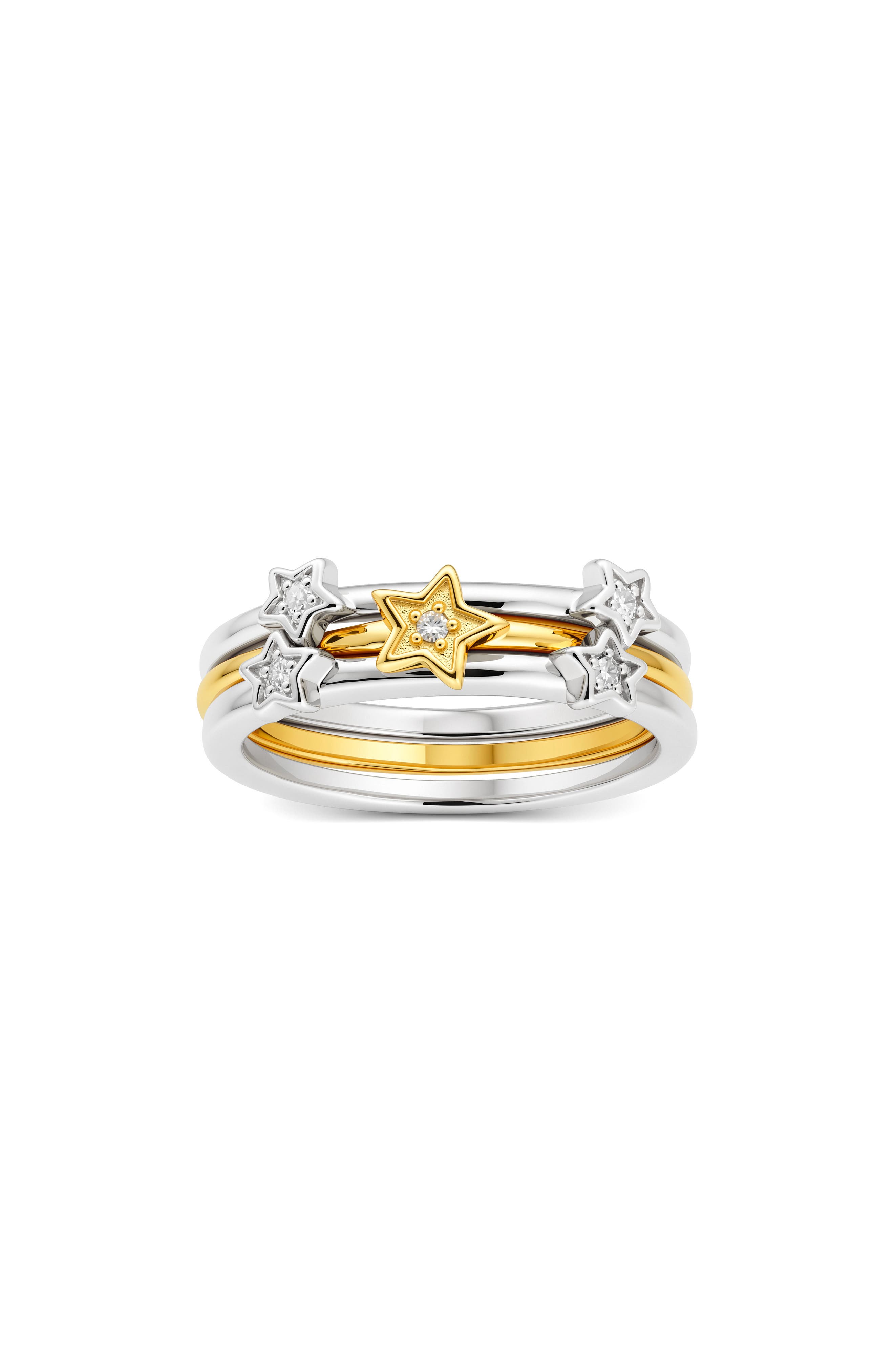 Queen Jewels Sterling Silver Diamond Stars Stackable Ring Set (Women ...