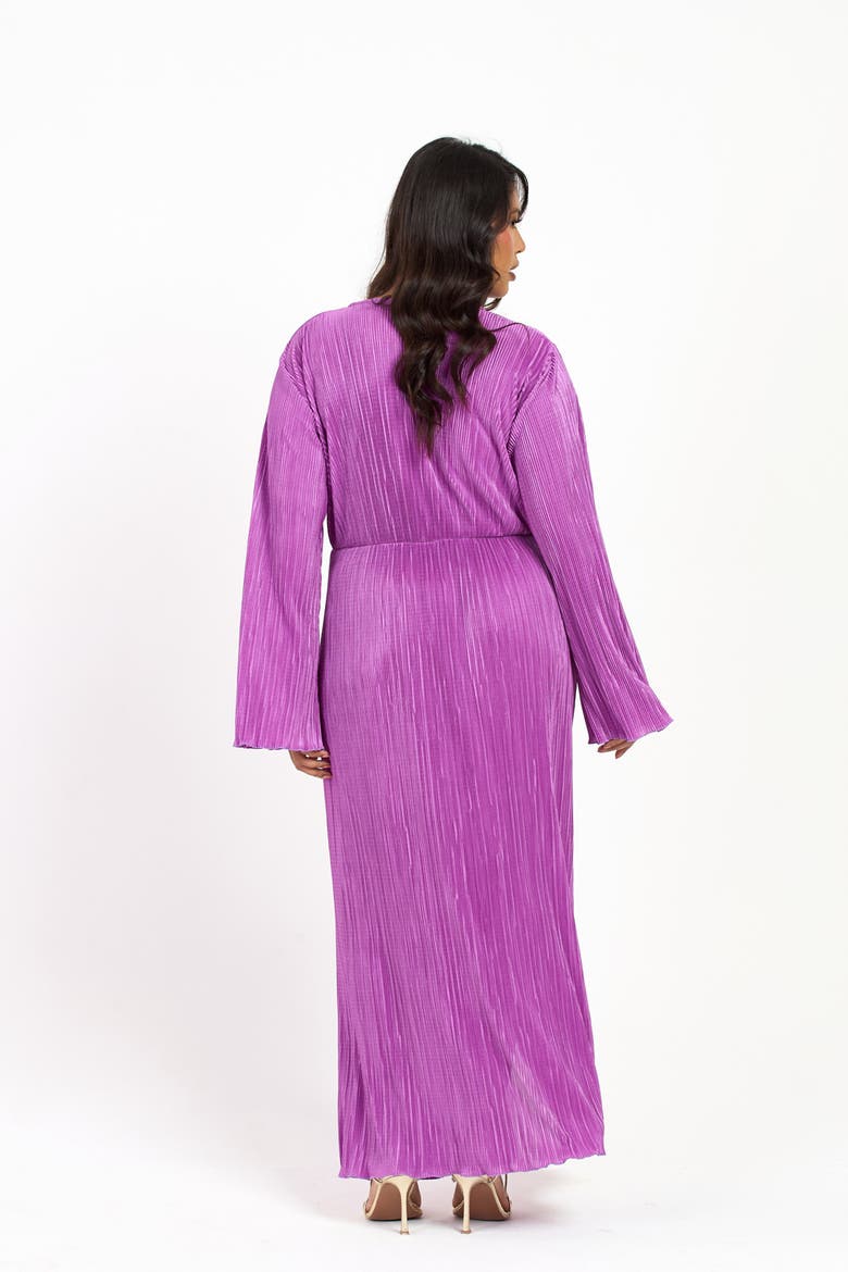 Curve Plisse Flare Sleeve Midaxi Dress, Alternate, color, Purple