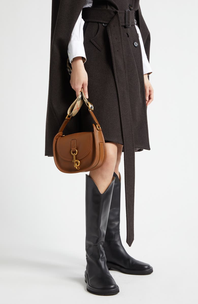 Burberry Mini B Clip Messenger Bag, Alternate, color, Hazel