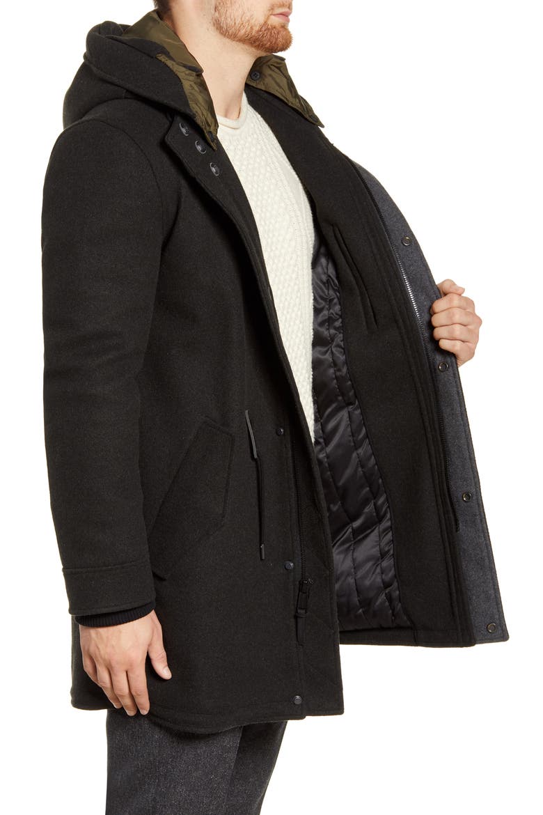 Windproof Water Resistant Parka, Alternate, color, BLACK