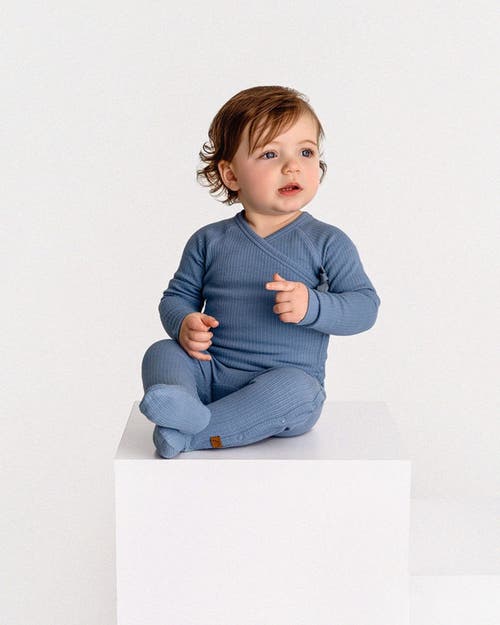 Minimoi Solid Ribbed Cross Over Tie Footie In Multi