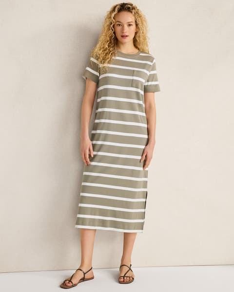 Organic Cotton Interlock Striped Short Sleeve Dress
