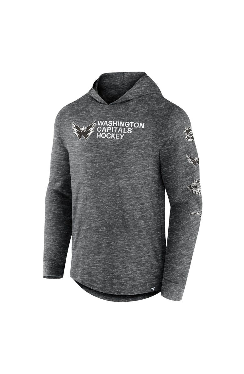 FANATICS Men's Fanatics Branded  Heather Charcoal Washington Capitals Stacked Long Sleeve Hoodie T-Shirt, Alternate, color, 