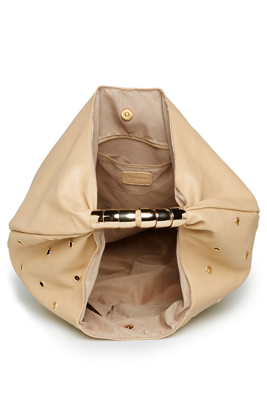 'Holy' Faux Leather Hobo, Alternate, color, BEIGE/ GOLD