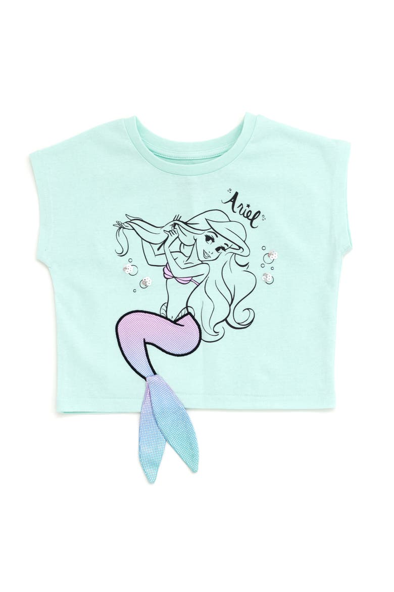 The Little Mermaid Princess Ariel Sequin T-Shirt, Main, color, Mint Green Ariel