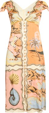 FARM Rio Rio Mixed Scarf Print Voile Dress
