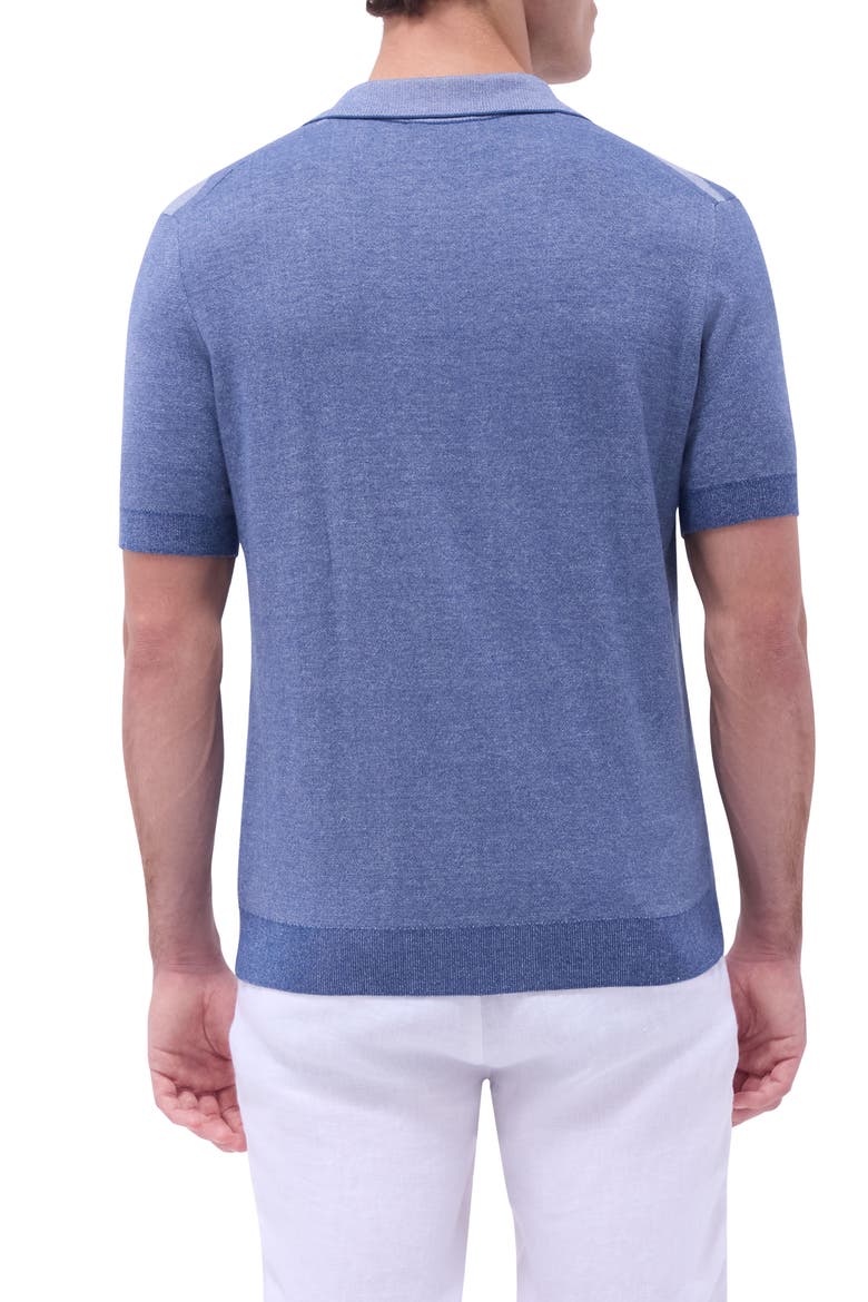 Johnny Collar Cotton & Silk Polo Sweater, Alternate, color, INDIGO