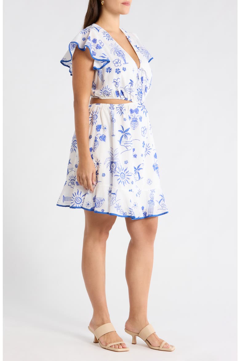 Alvina Tropics Cely Cutout Minidress, Alternate, color, BLUE-WHITE