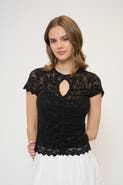 Central Park West Stella Ruched Lace Top