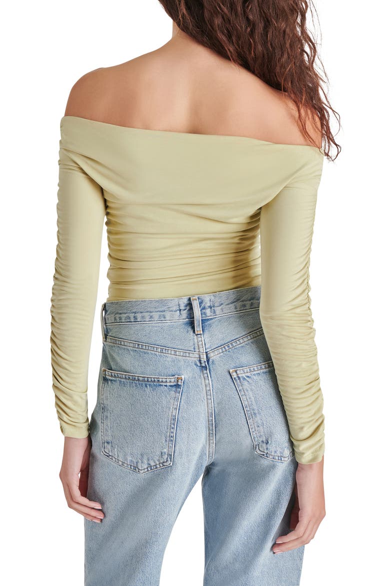 Jolie Off the Shoulder Long Sleeve Bodysuit, Alternate, color, LATTE