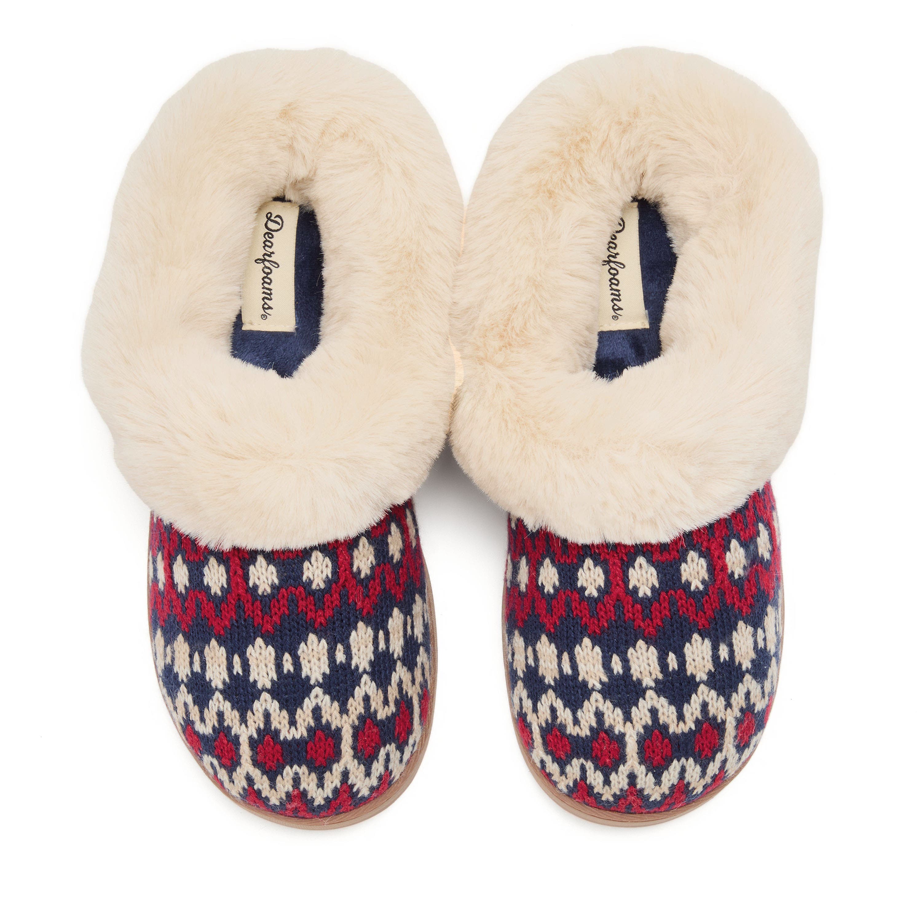 Hannah Festive Knit Clog Slipper, Alternate, color, Red Combo