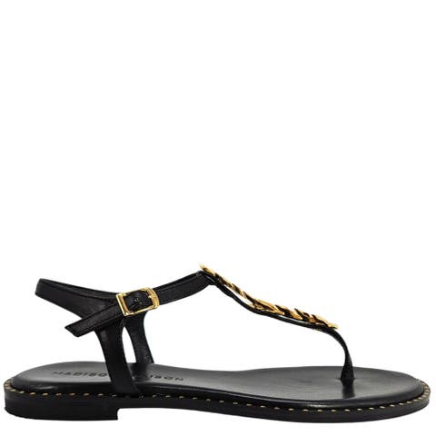 Leather Leaf Flat Thong Sandal