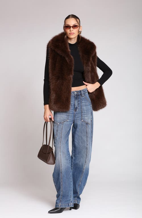 Avec Les Filles Oversize Faux Fur Vest In Brown