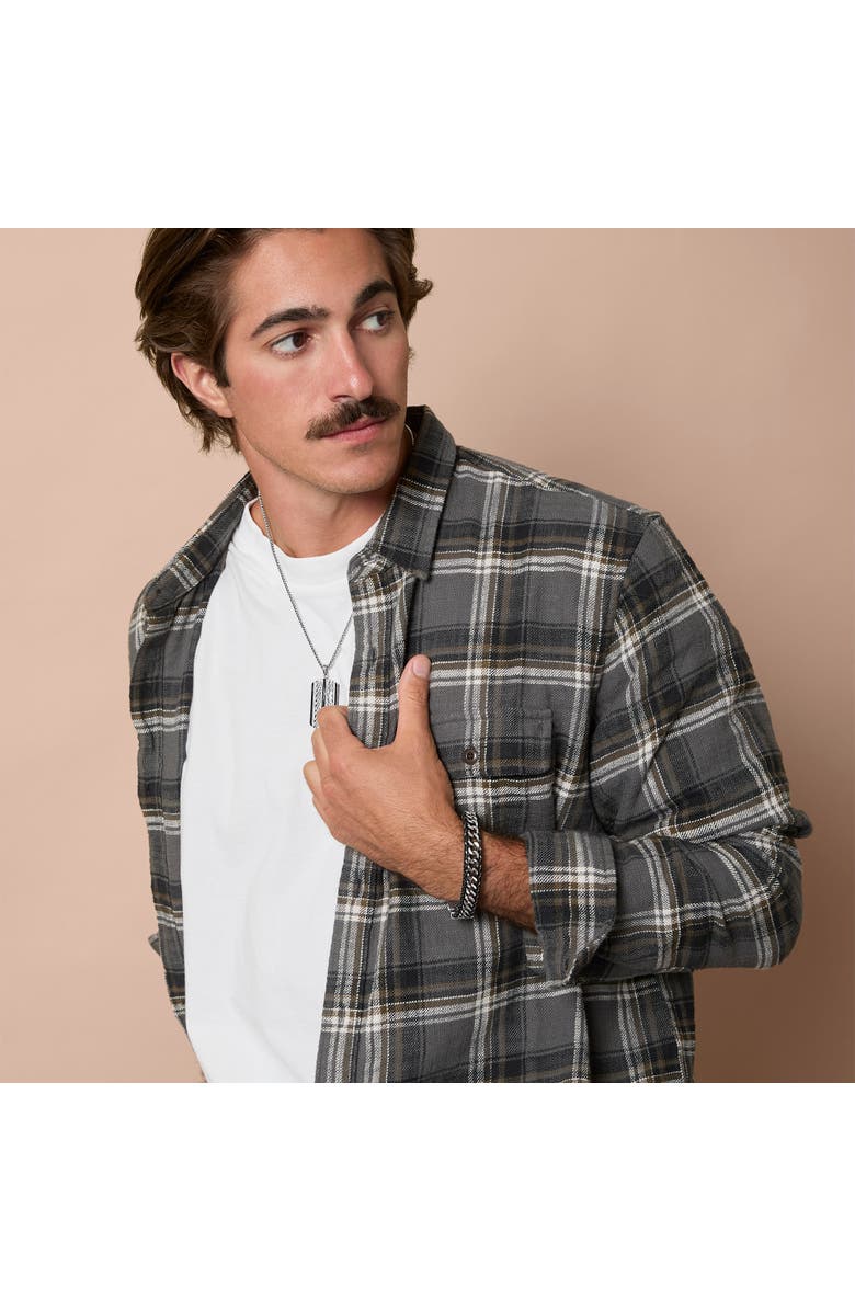 Lucky Brand Braided Leather and Chain Overlay Bracelet, Alternate, color, Silver