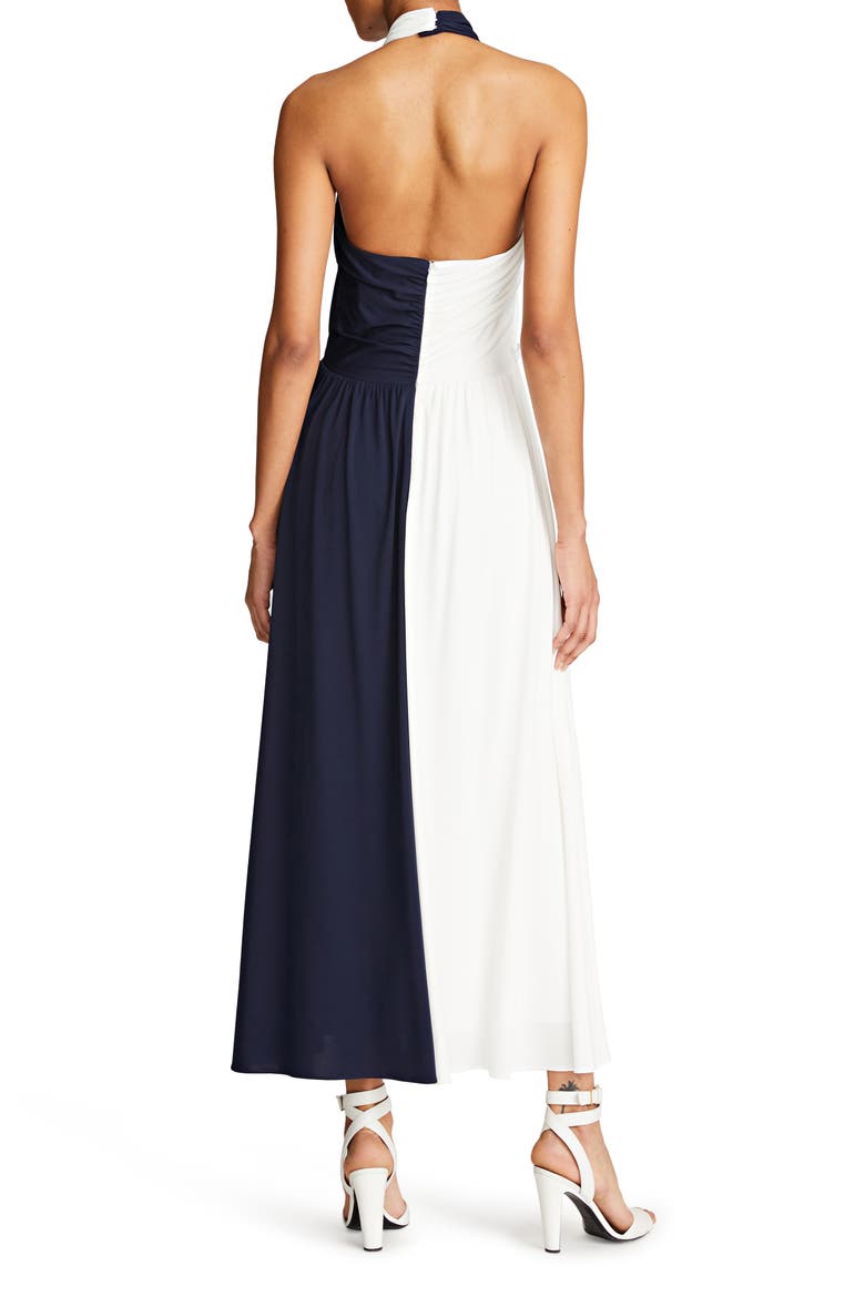 Sondra Colorblock Jersey Halter Dress, Alternate, color, CHALK/ NAVY