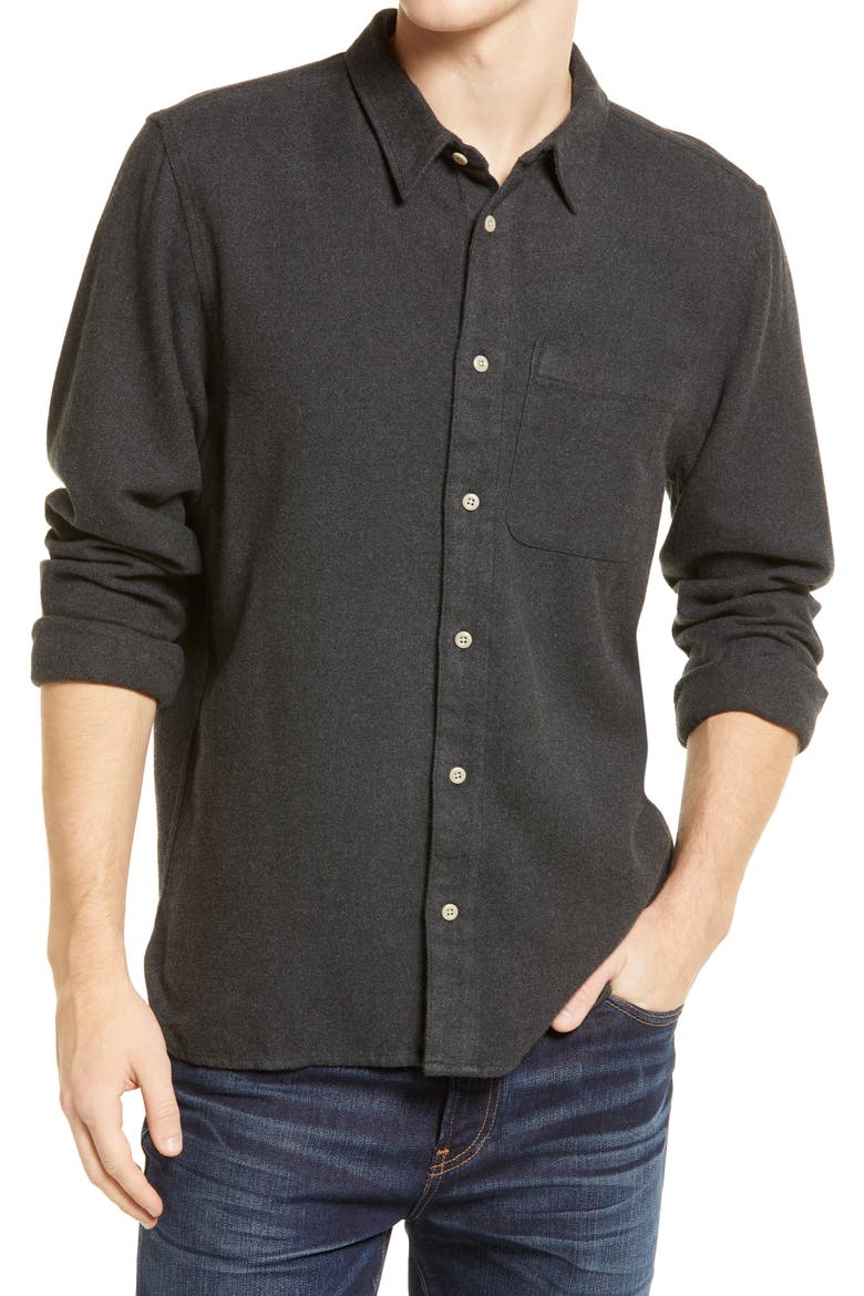 Sunday Flannel Perfect Long Sleeve Button-Up Shirt, Main, color, BLACK COAL