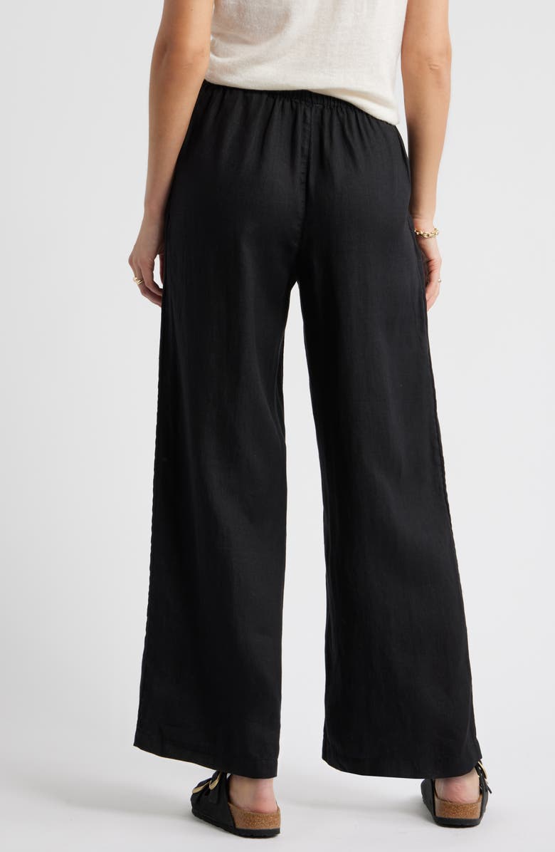 Caslon<sup>®</sup> Easy Wide Leg Linen Pants, Alternate, color, Black