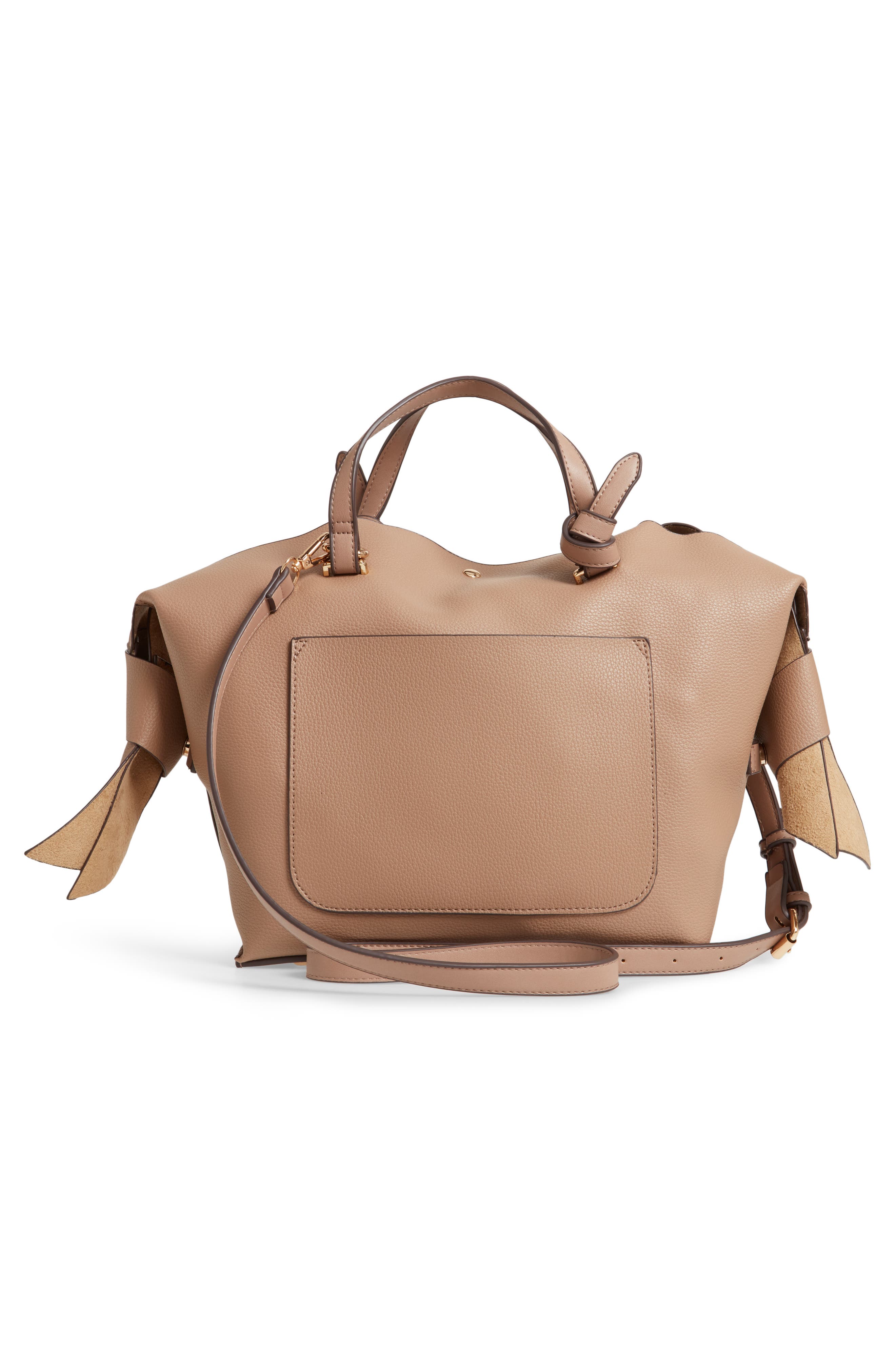 Faux Leather Satchel, Alternate, color, TAUPE