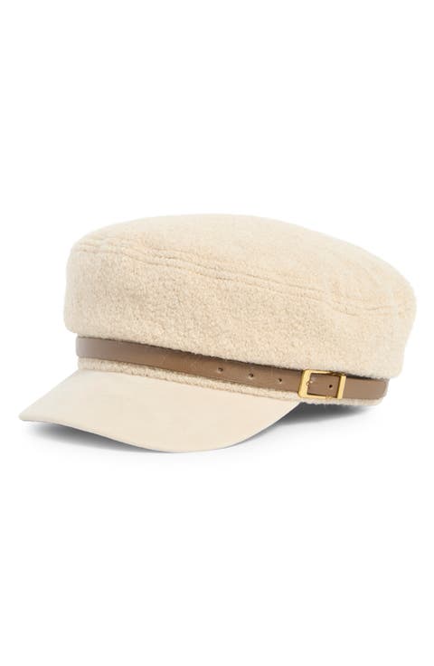 Bouclé Faux Suede Brim Cabbie Driving Cap