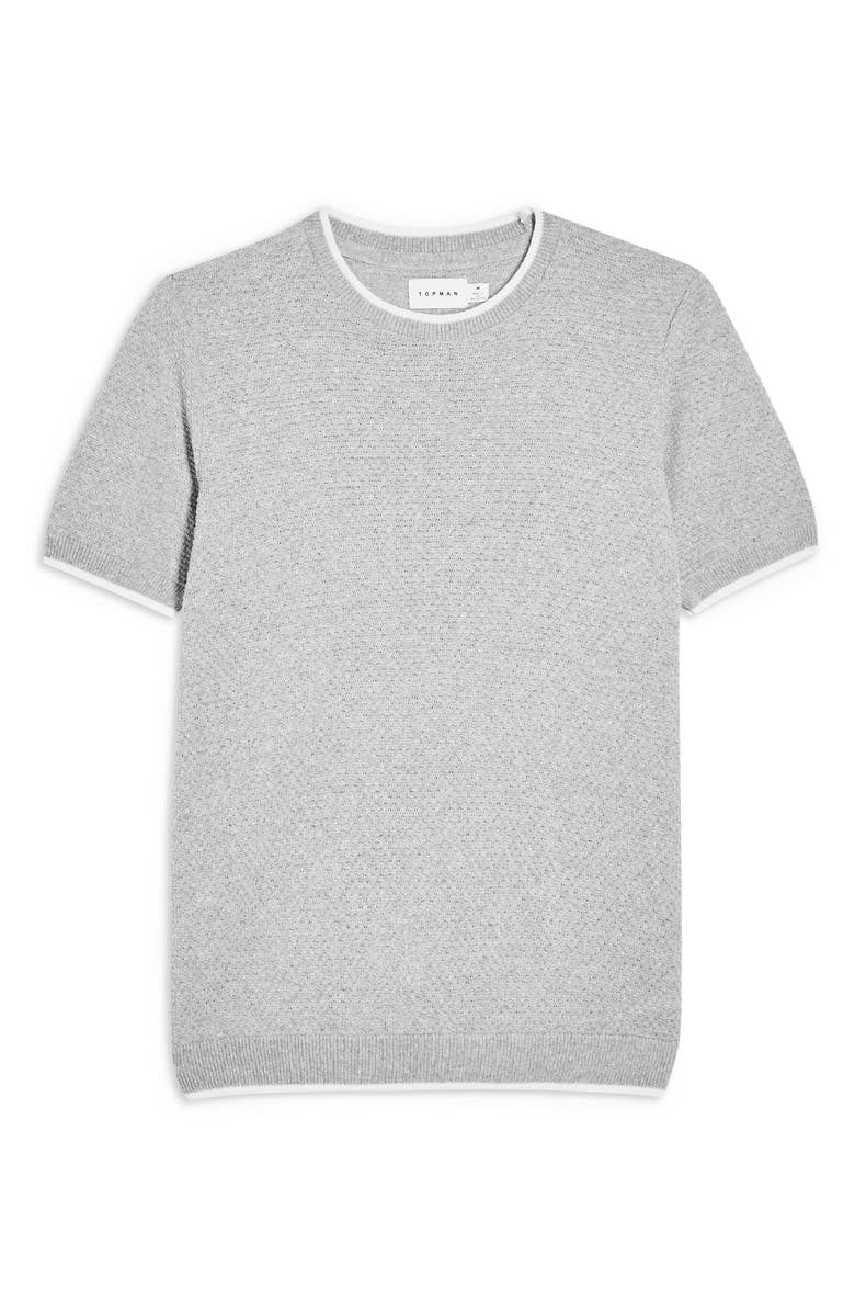 Topman Textured Short Sleeve Crewneck Sweater, Alternate, color,