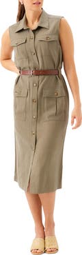 Karen Kane Belted Sleeveless Shirtdress