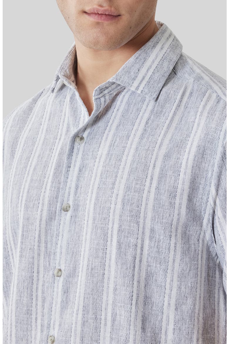Daiki Stripe Short Sleeve Button-Up Shirt, Alternate, color, POWDER BLUE