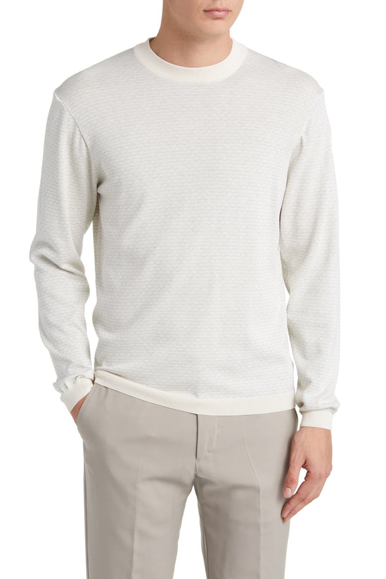 Bartholomew Geo Pattern Cotton & Silk Crewneck Sweater, Main, color, ECRU