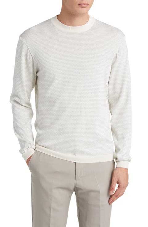 Bartholomew Geo Pattern Cotton & Silk Crewneck Sweater