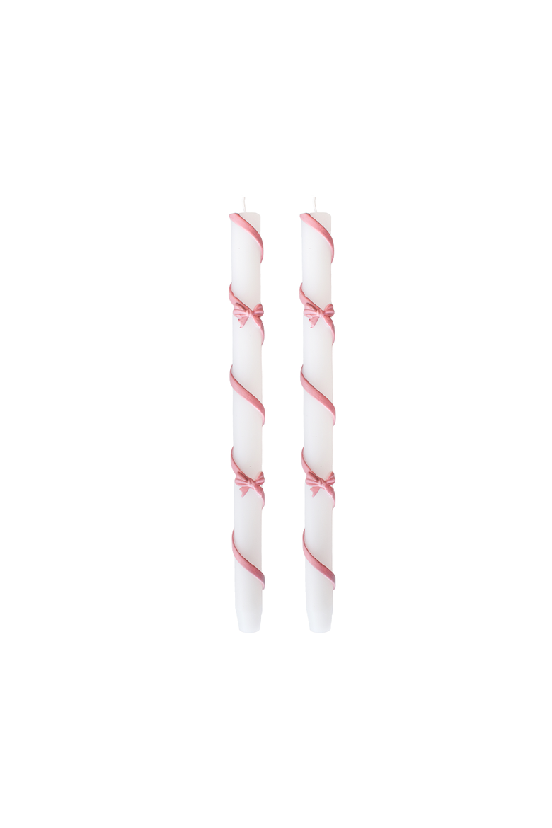 Ribbon Bow Taper Candle Set, Main, color, Pink