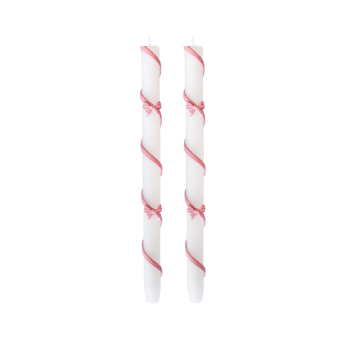Ribbon Bow Taper Candle Set