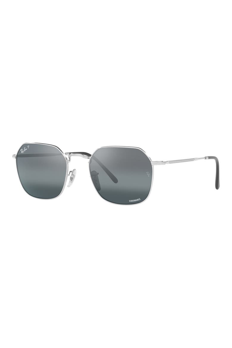 Jim 53mm Mirrored Polarized Irregular Sunglasses, Alternate, color, SILVER