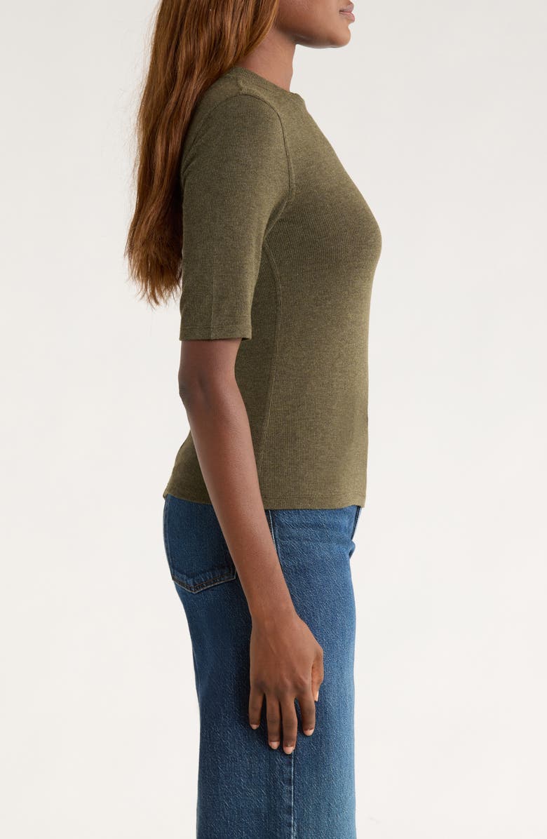 The Heathered Ribbed Crewneck Crop T-Shirt