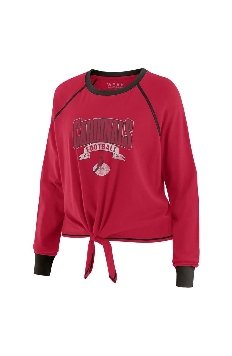 WEAR by Erin Andrews Women's WEAR by Erin Andrews Cardinal/Black Arizona Cardinals Plus Size Tie-Front Long Sleeve Top, Alternate, color, Cardinal
