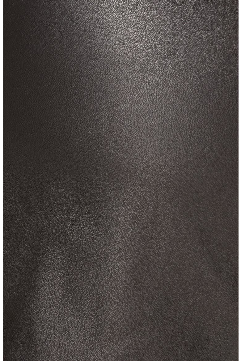 Selrita Lambskin Leather Pencil Skirt, Alternate, color, BLACK