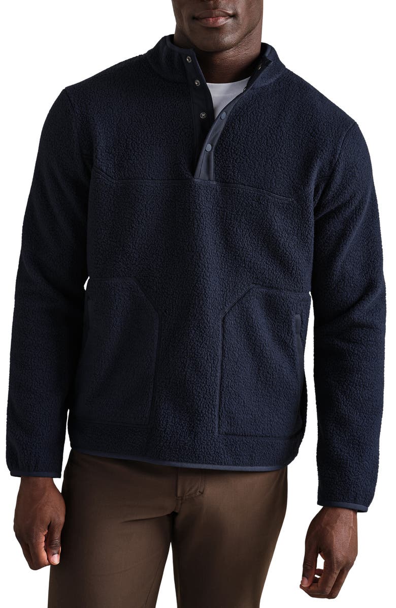 Rhone Fairbanks Fleece Quarter Snap Pullover, Main, color, True Navy