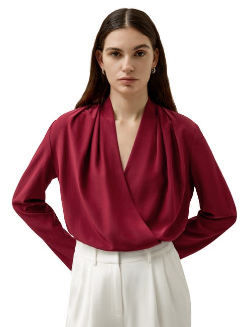 Shop Lilysilk Silk Crêpe De Chine Long Sleeve Blouse In Cherry Red