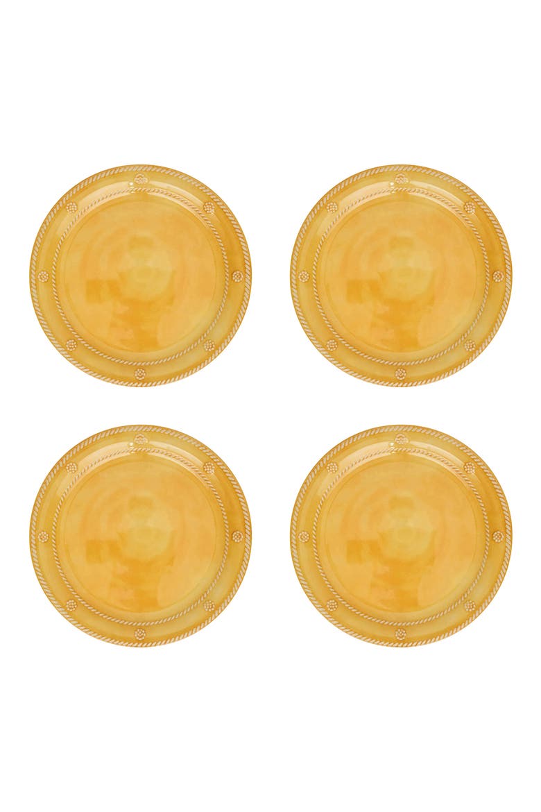 Berry & Thread Set of 4 Melamine Dessert Plates, Main, color, SUNSHINE