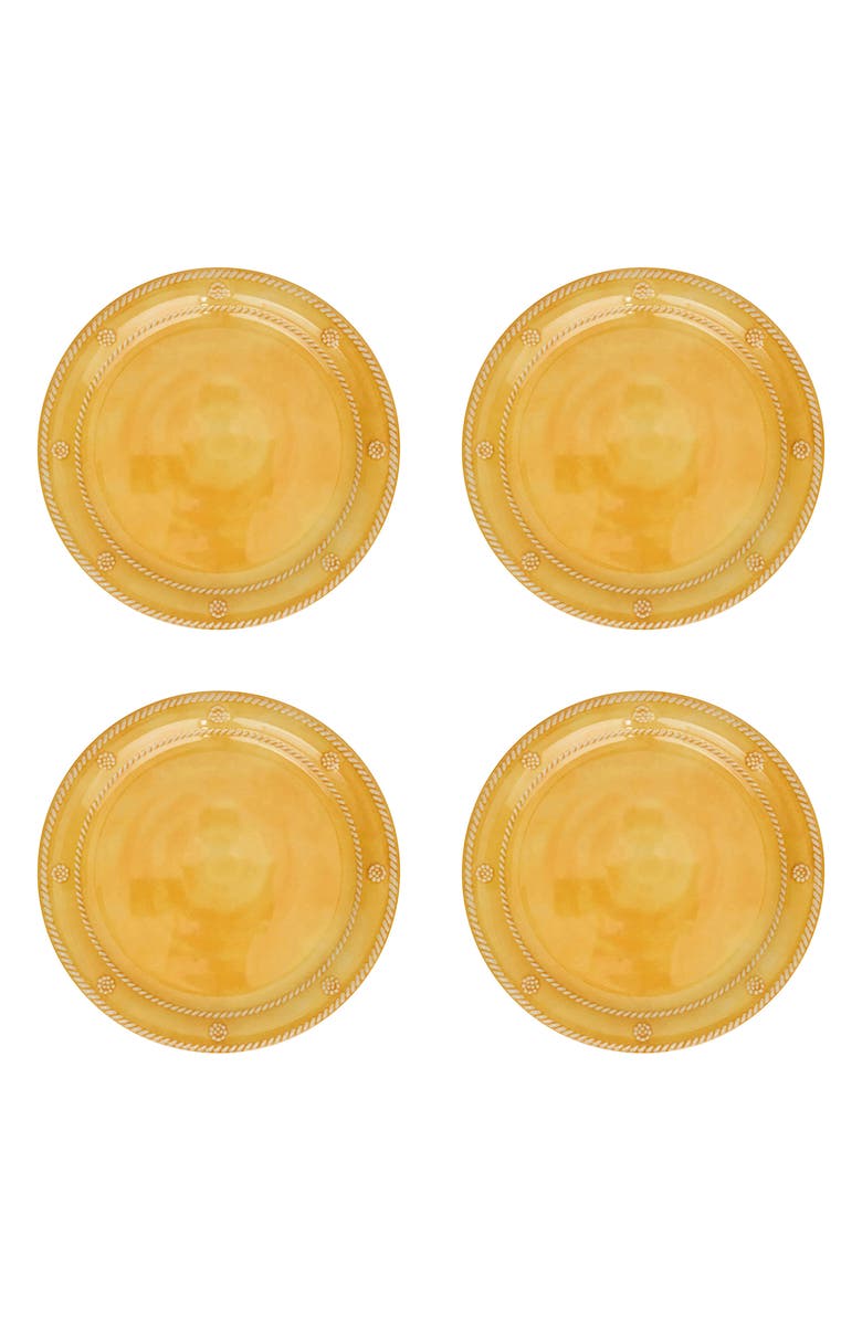 Juliska Berry & Thread Set of 4 Melamine Dessert Plates, Main, color, Sunshine