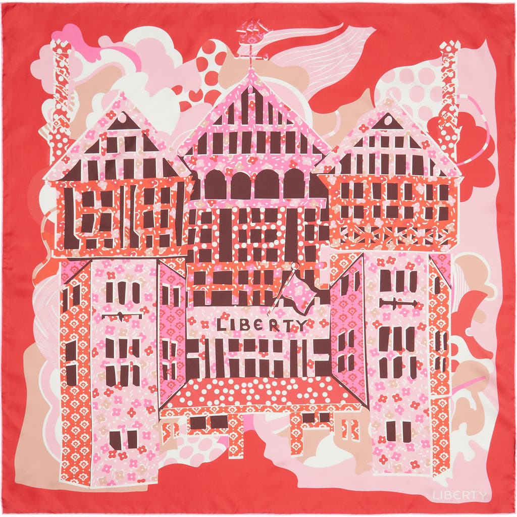 Liberty London Tudor Patchwork Silk Square Scarf in Red  product