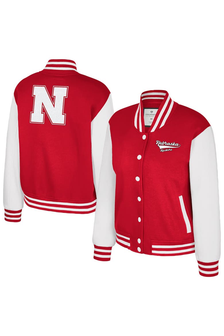 Women's Colosseum Texas Scarlet Nebraska Huskers French Baguette Full Snap Fleece Jacket, Main, color, Scarlet